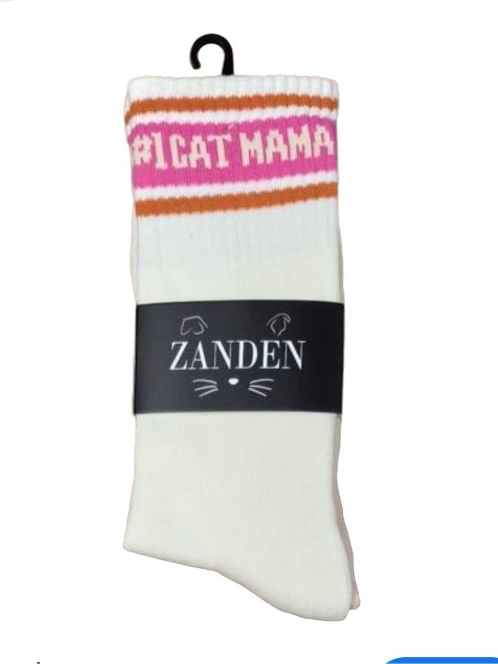 Zanden #1 Cat Mama White Pink Socks